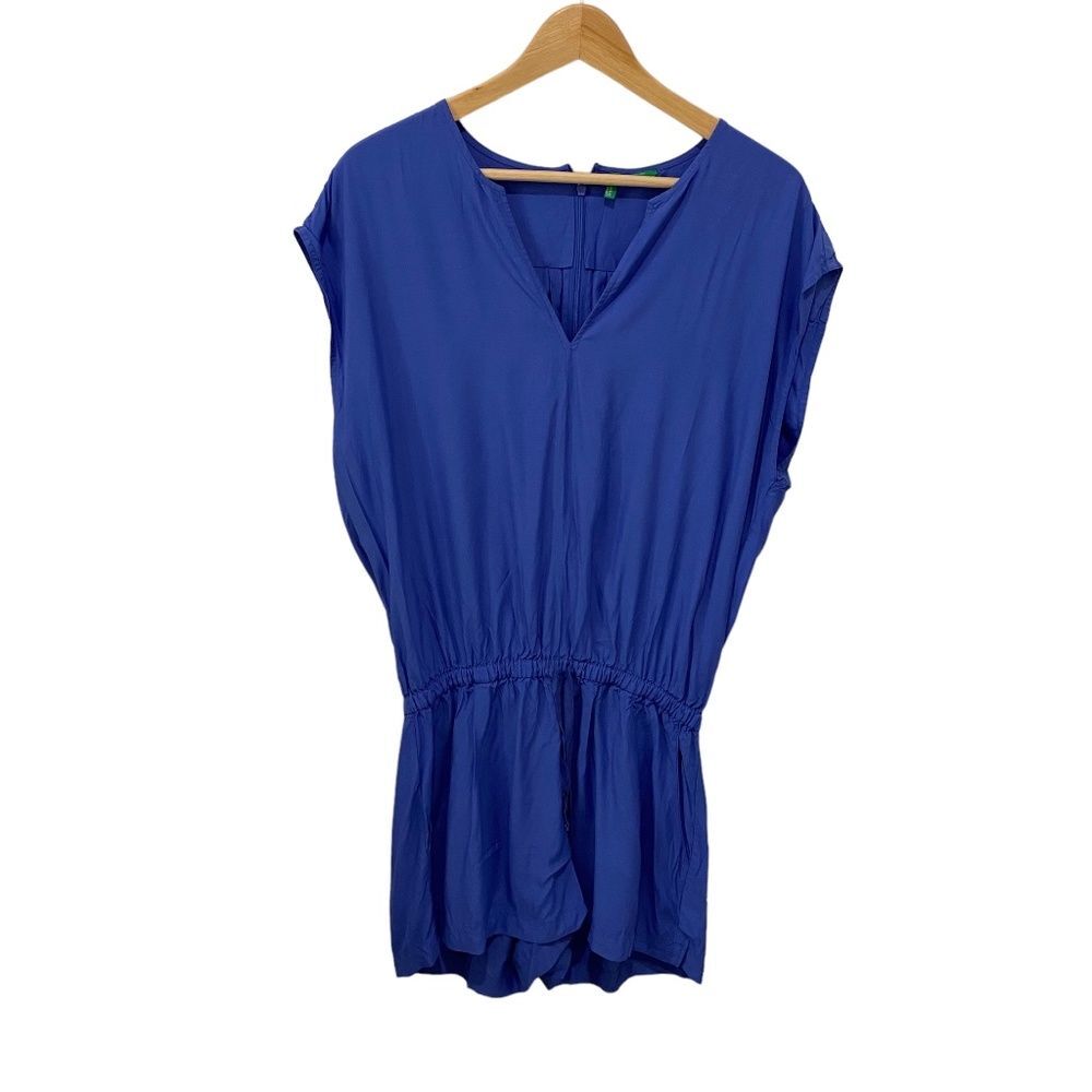 United Colors of Benetton Romper Blue V-Neck Cinched Waist Women's Medium